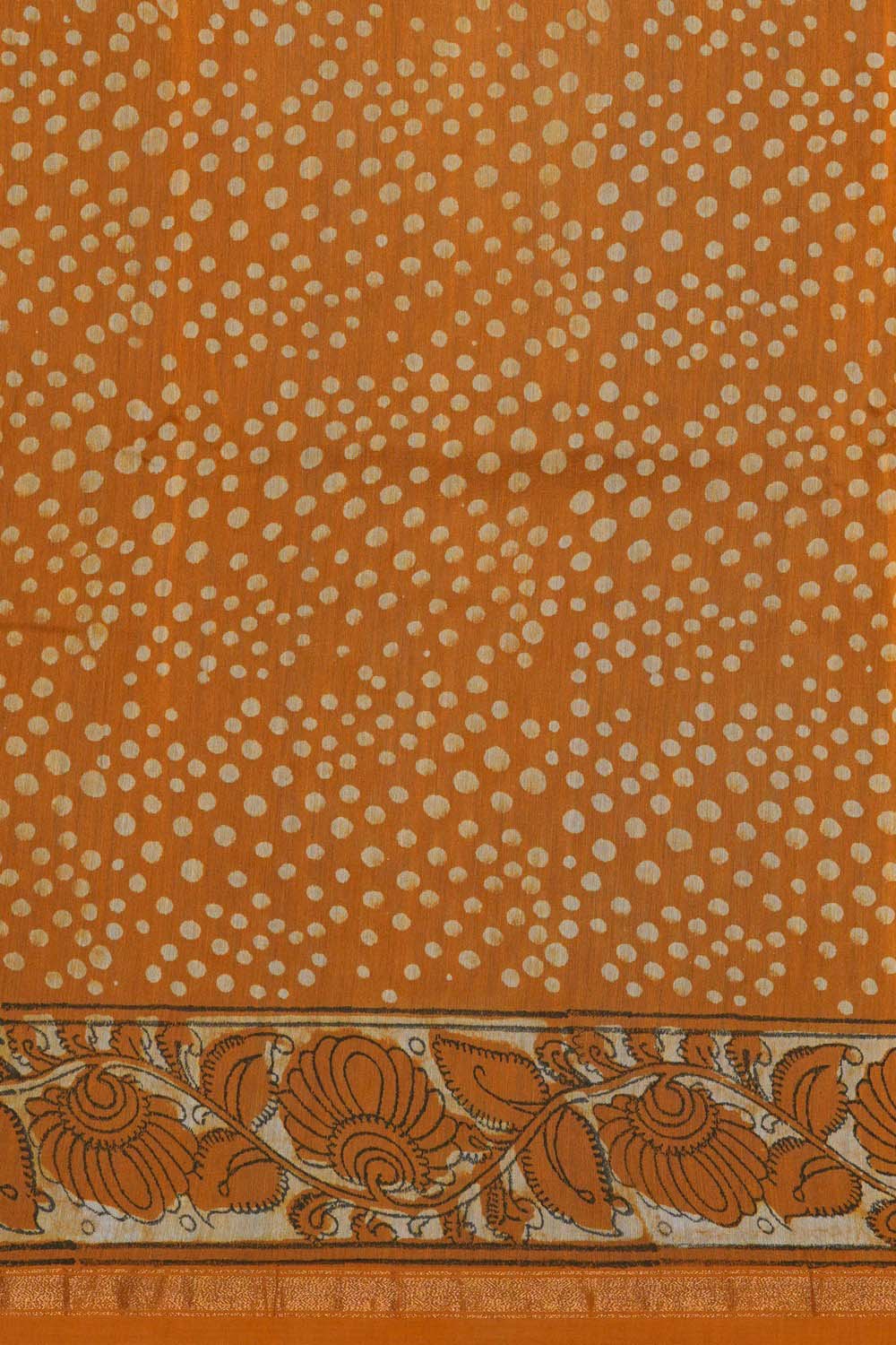 Image of Golden Ochre doll Bagru block Printed Chanderi Saree