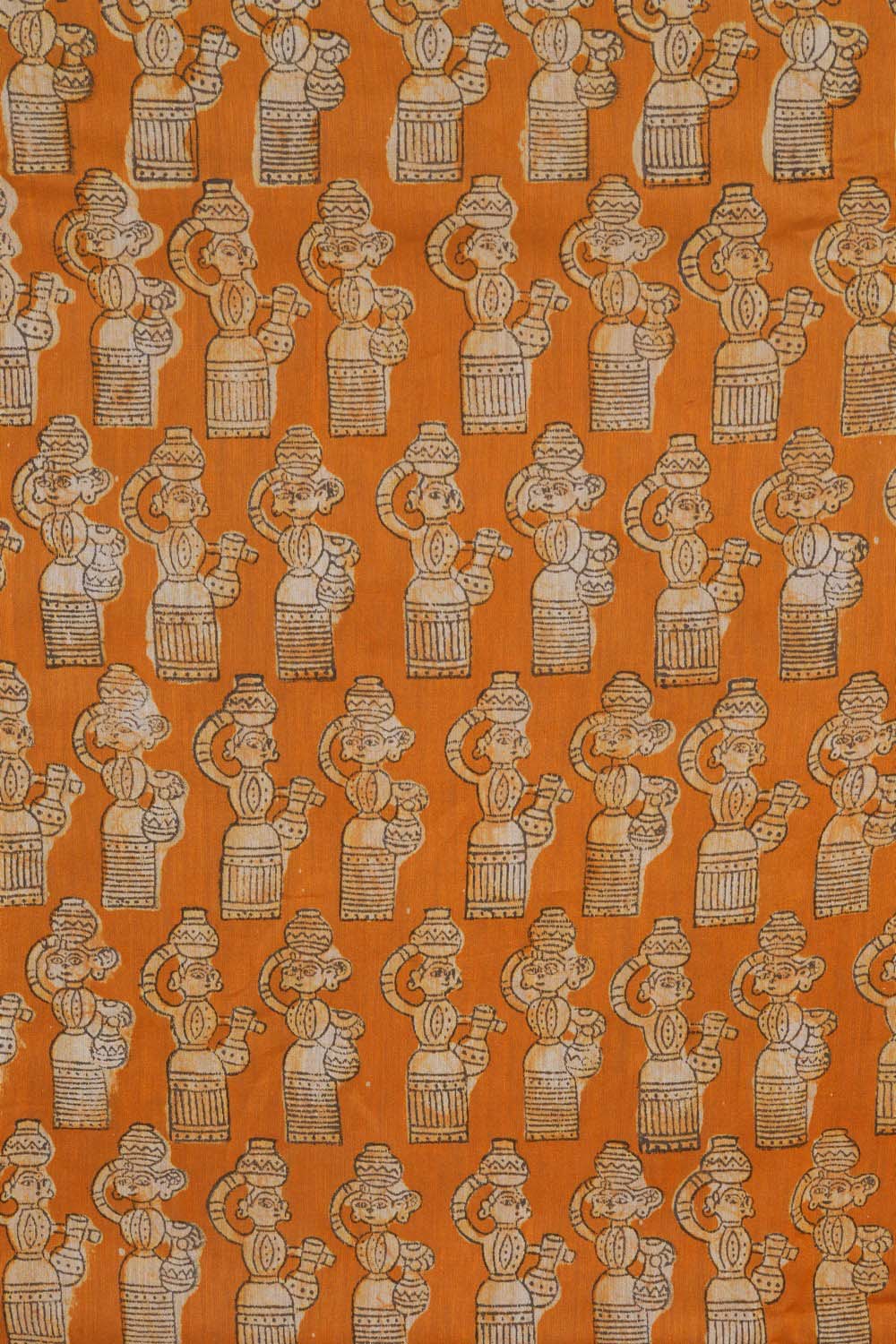 Image of Golden Ochre doll Bagru block Printed Chanderi Saree