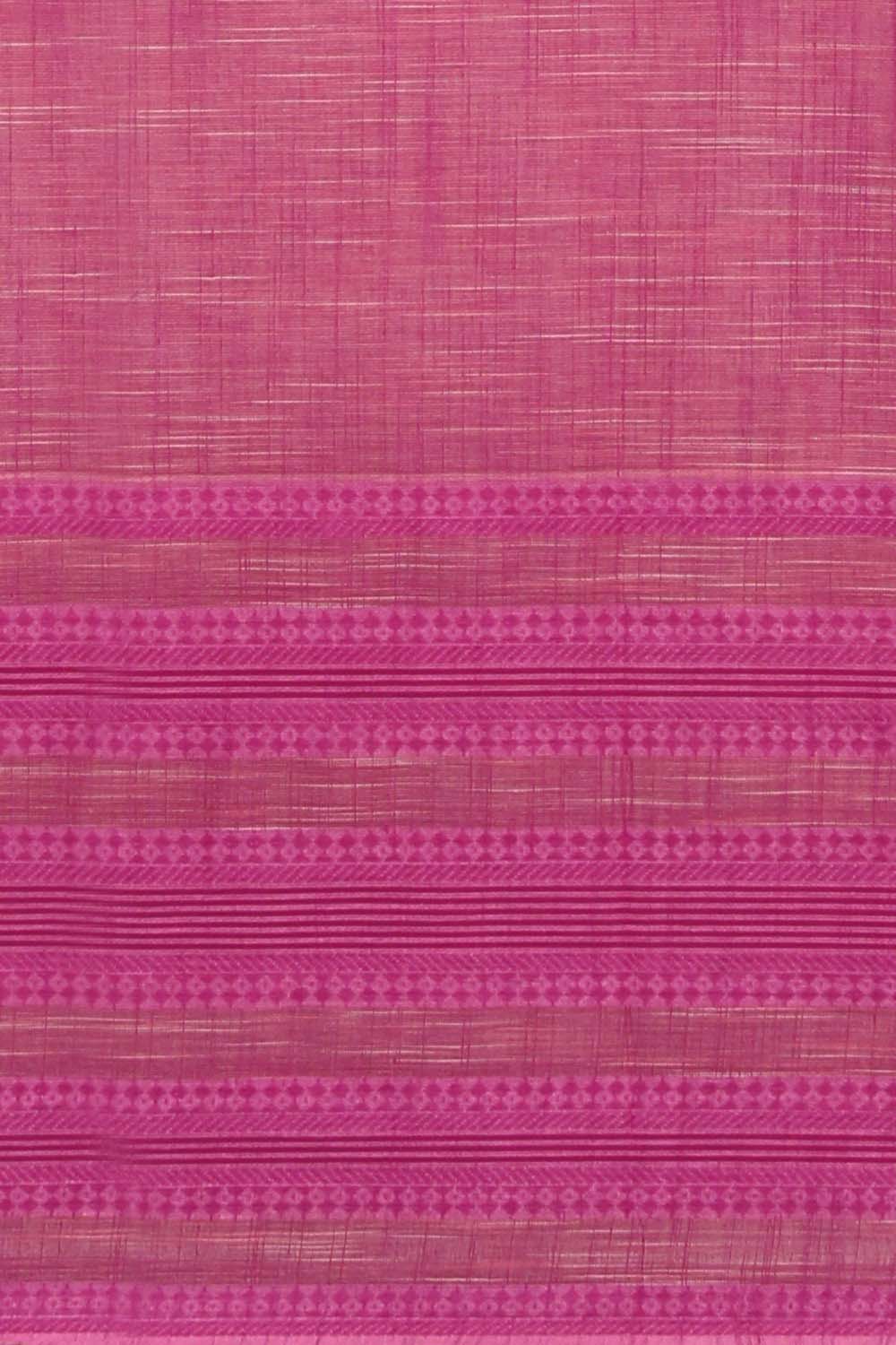 Image of Pink Floral Block Printed South Cotton Saree