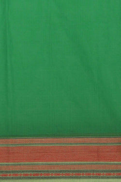 Image of Green block printed south cotton saree