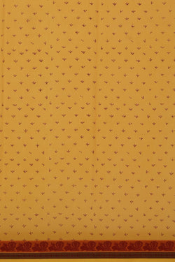 Image of Sunrise yellow hand block printed cotton saree.