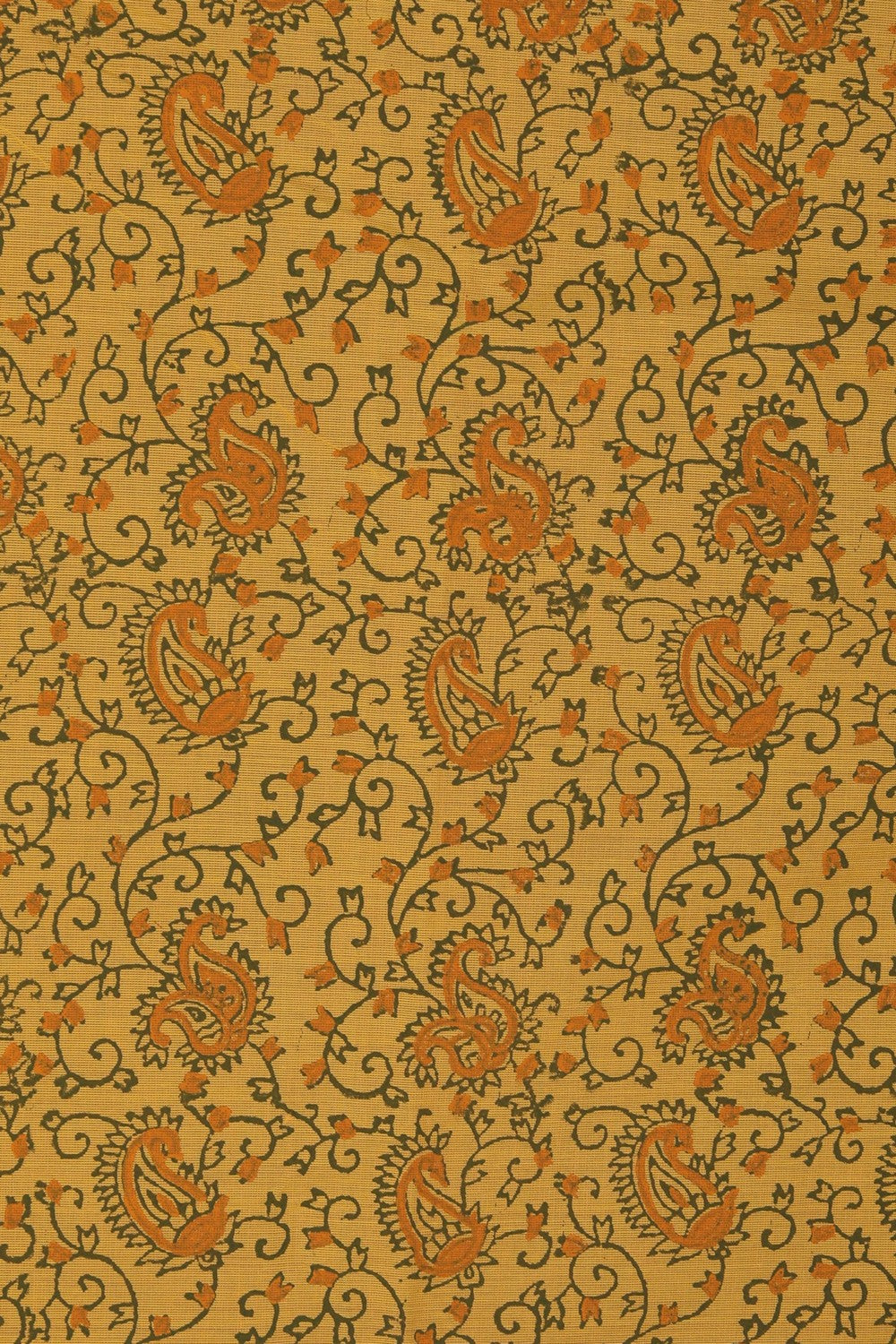 Sunrise yellow hand block printed cotton saree.
