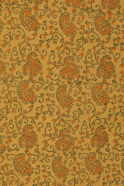 Image of Sunrise yellow hand block printed cotton saree.