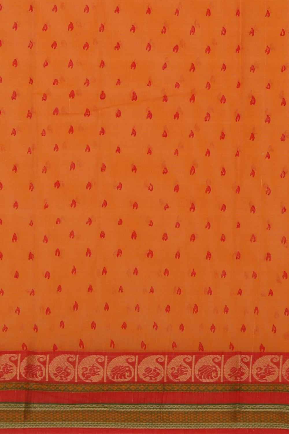 Mustard yellow hand block printed south cotton saree.