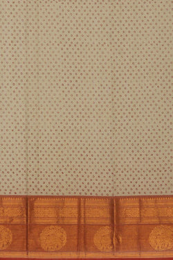 Image of Sage green hand block printed south cotton saree