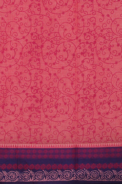 Image of Pista Green hand block printed cotton saree.