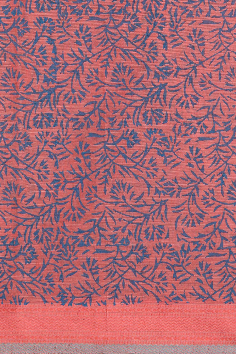 Pastel Pink block printed south cotton saree