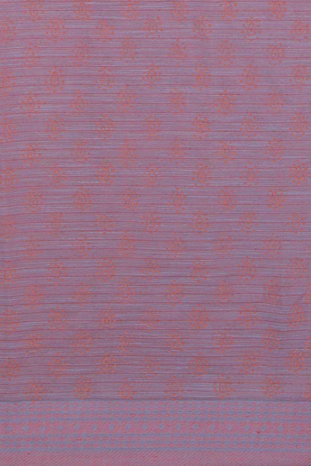 Image of Pastel Blue Block Printed South Cotton Saree