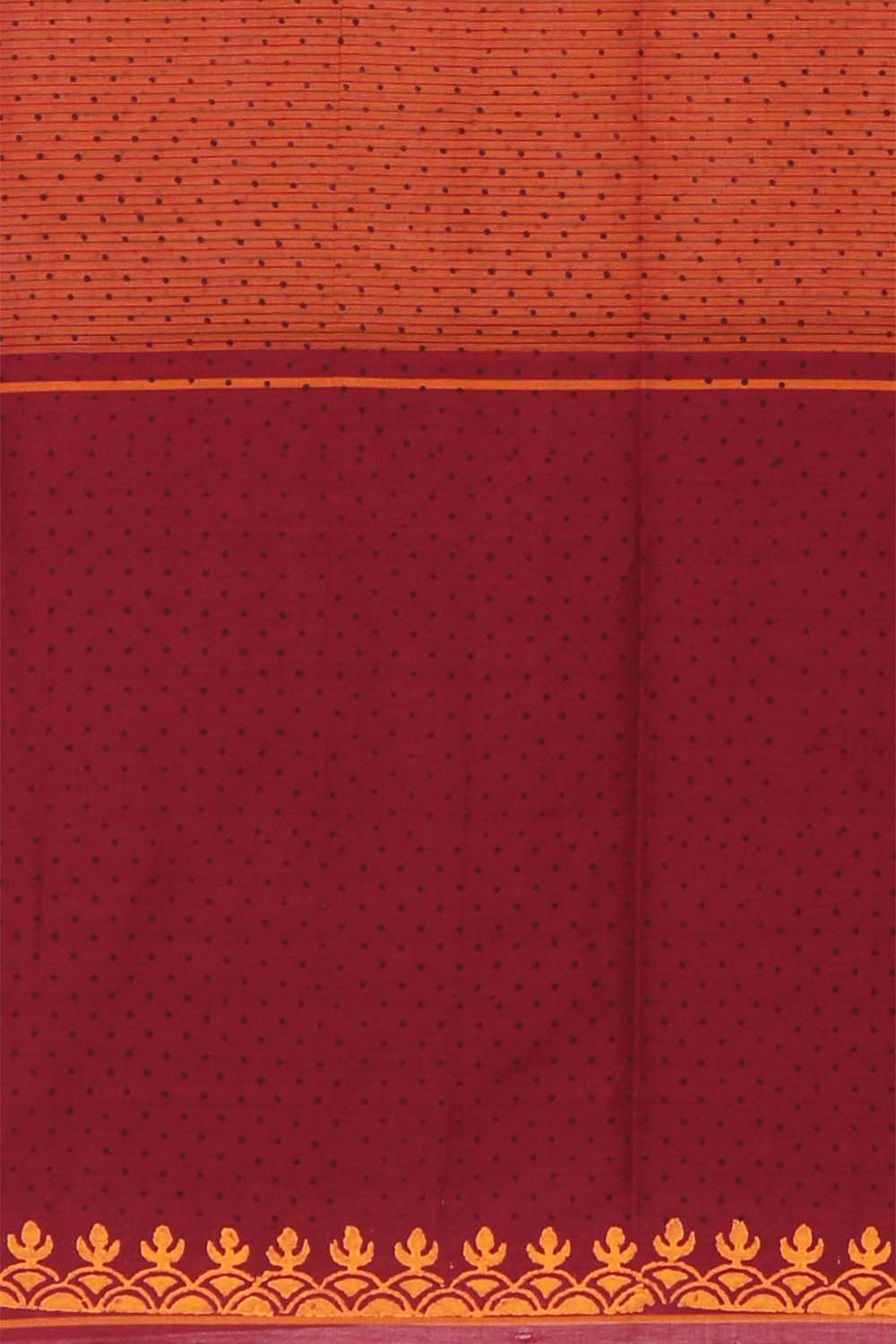 Image of Orange & Rust Hand Block Printed South Cotton Saree