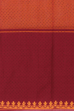 Image of Orange & rust hand block printed south cotton saree.