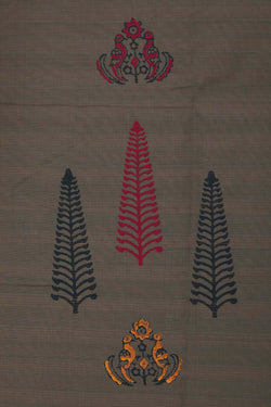 Image of Grey hand block printed south cotton saree.