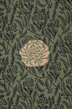 Image of Sage Green block printed south cotton saree.