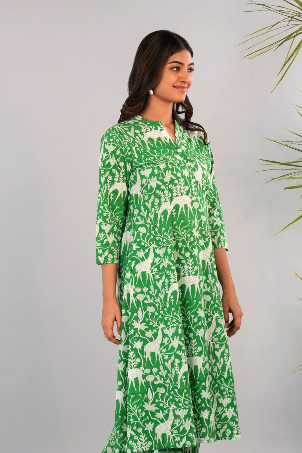 Image of Forest green Sanganeri block printed Co-ord set