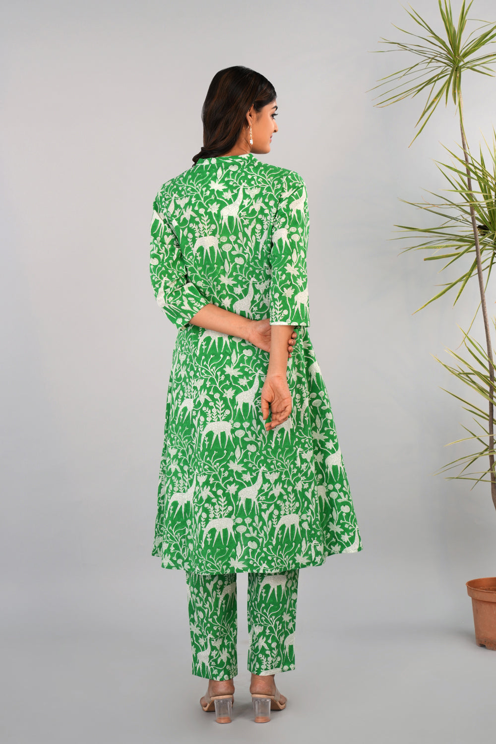 Image of Forest green Sanganeri block printed Co-ord set