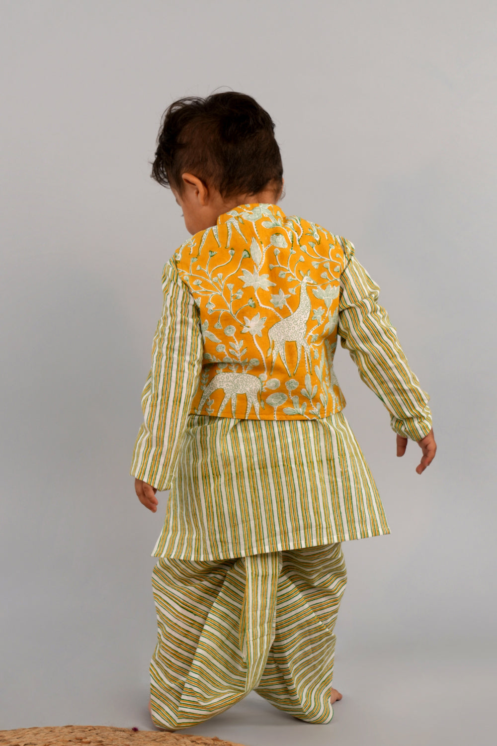 Image of Mustard yellow Boys Kurta & Dhoti set