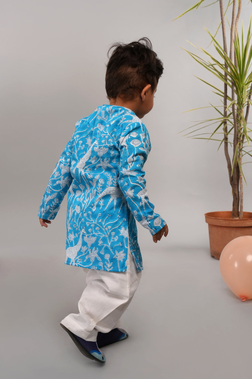 Image of Boys 'Giraffe' blockprinted Kurta set