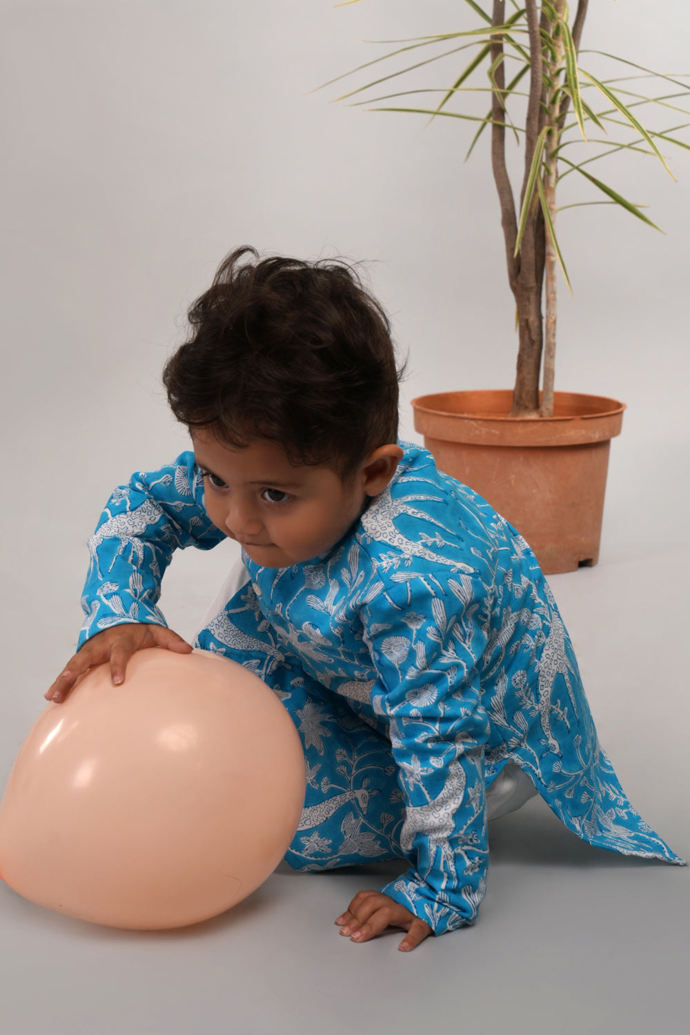 Image of Boys 'Giraffe' blockprinted Kurta set