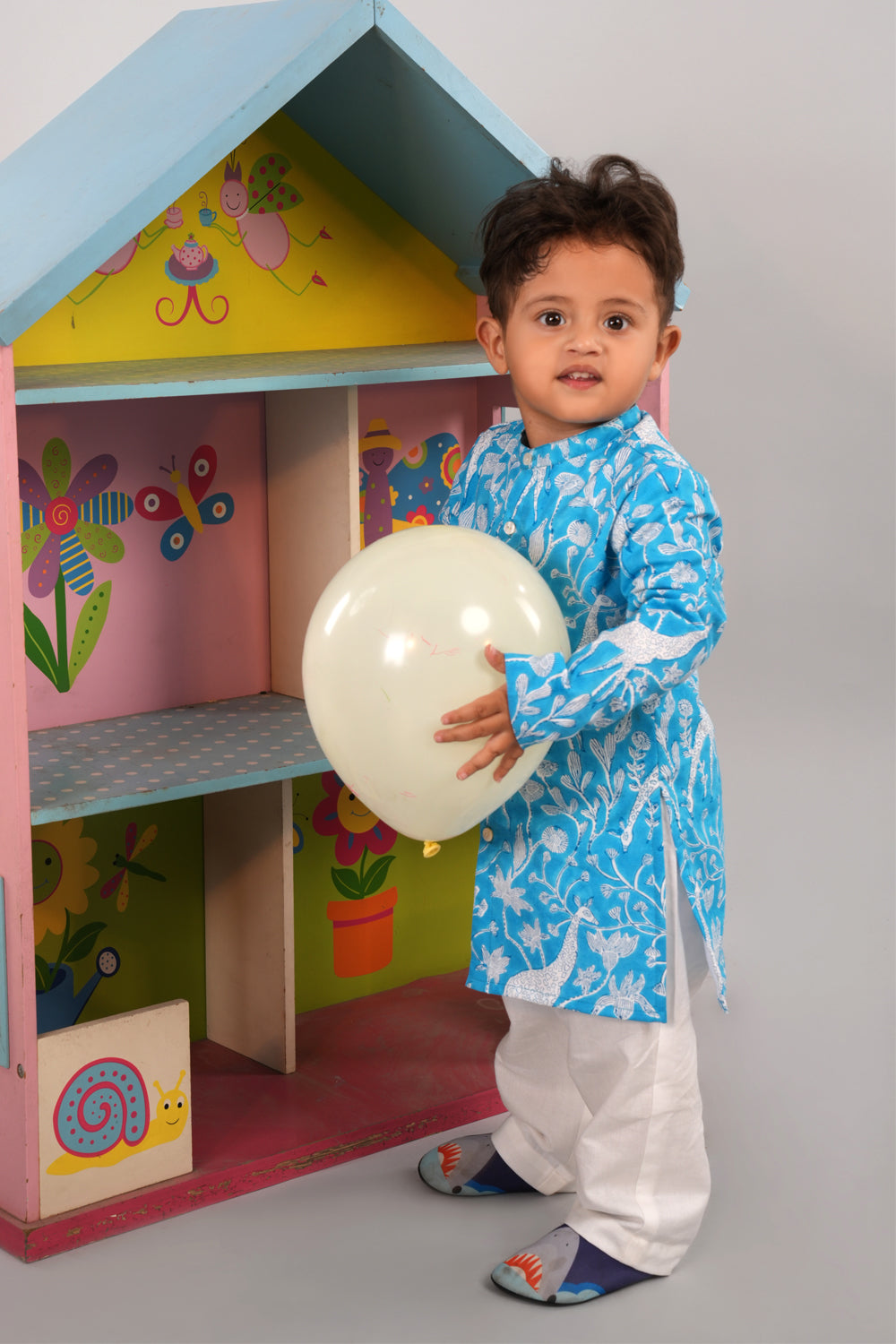 Image of Boys 'Giraffe' blockprinted Kurta set
