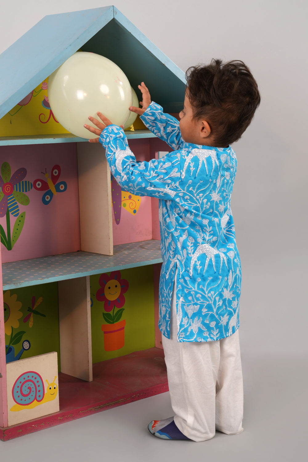 Boys 'Giraffe' blockprinted Kurta set.