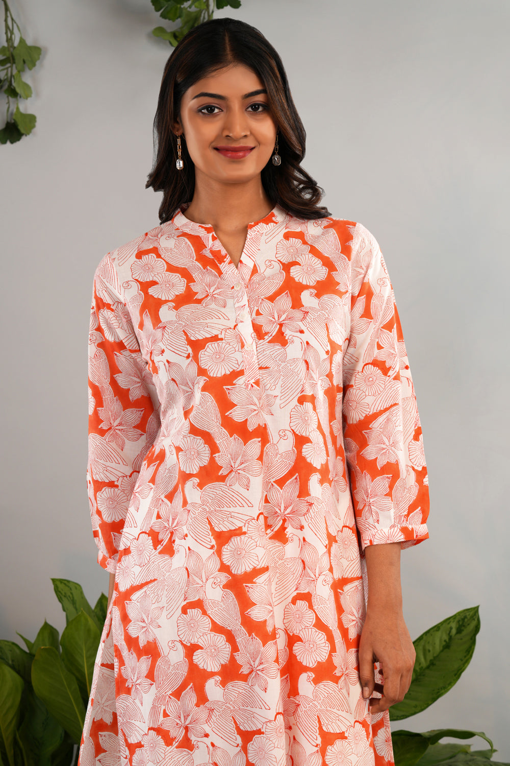 Image of Golden poppy Sanganeri block printed Kurta
