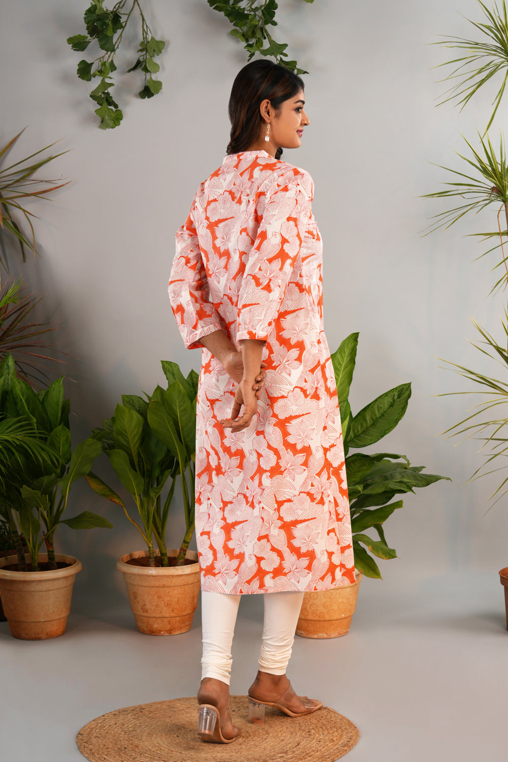 Image of Golden poppy Sanganeri block printed Kurta