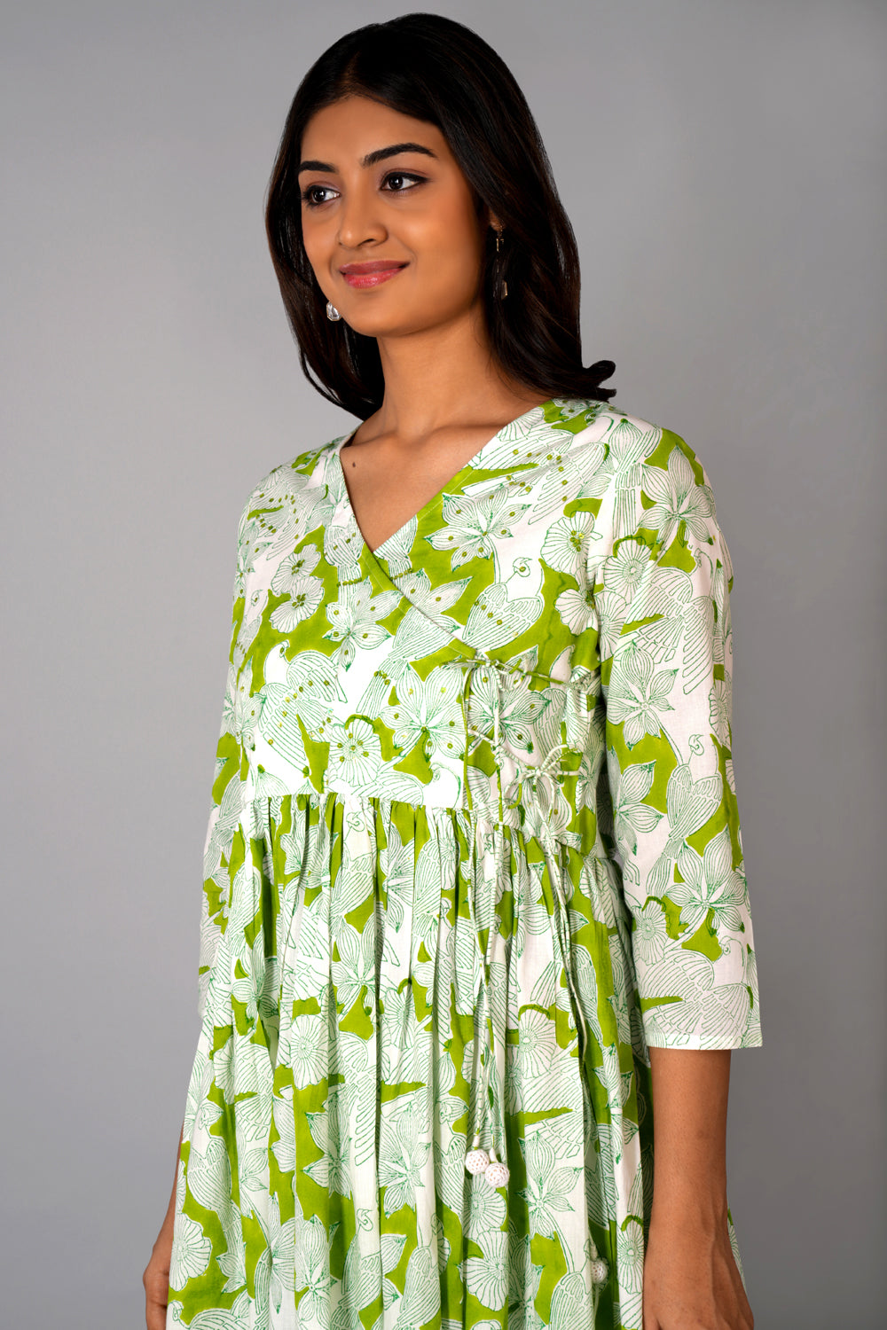 Image of Pista Green block printed long kurta