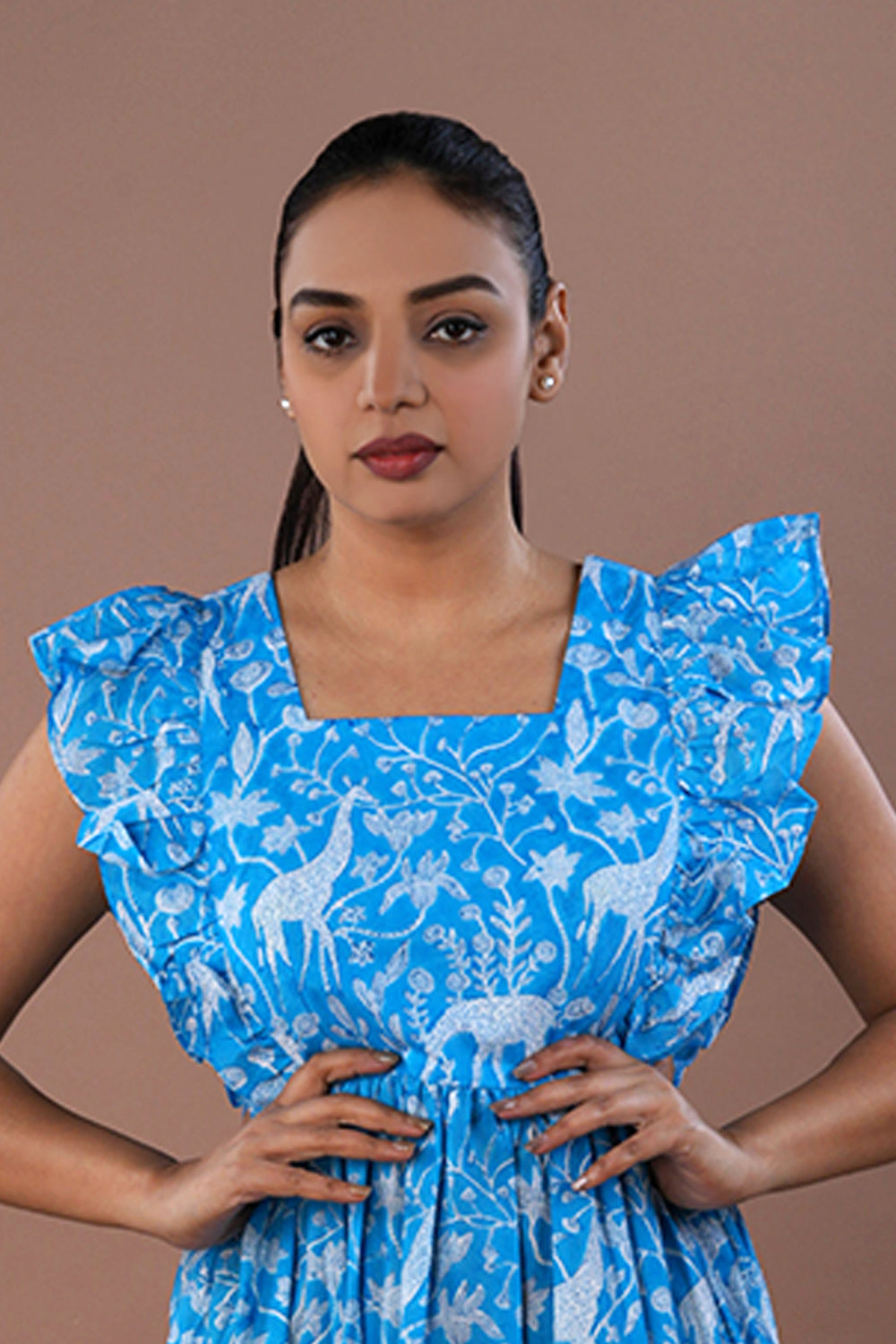 Giraffe block printed dress