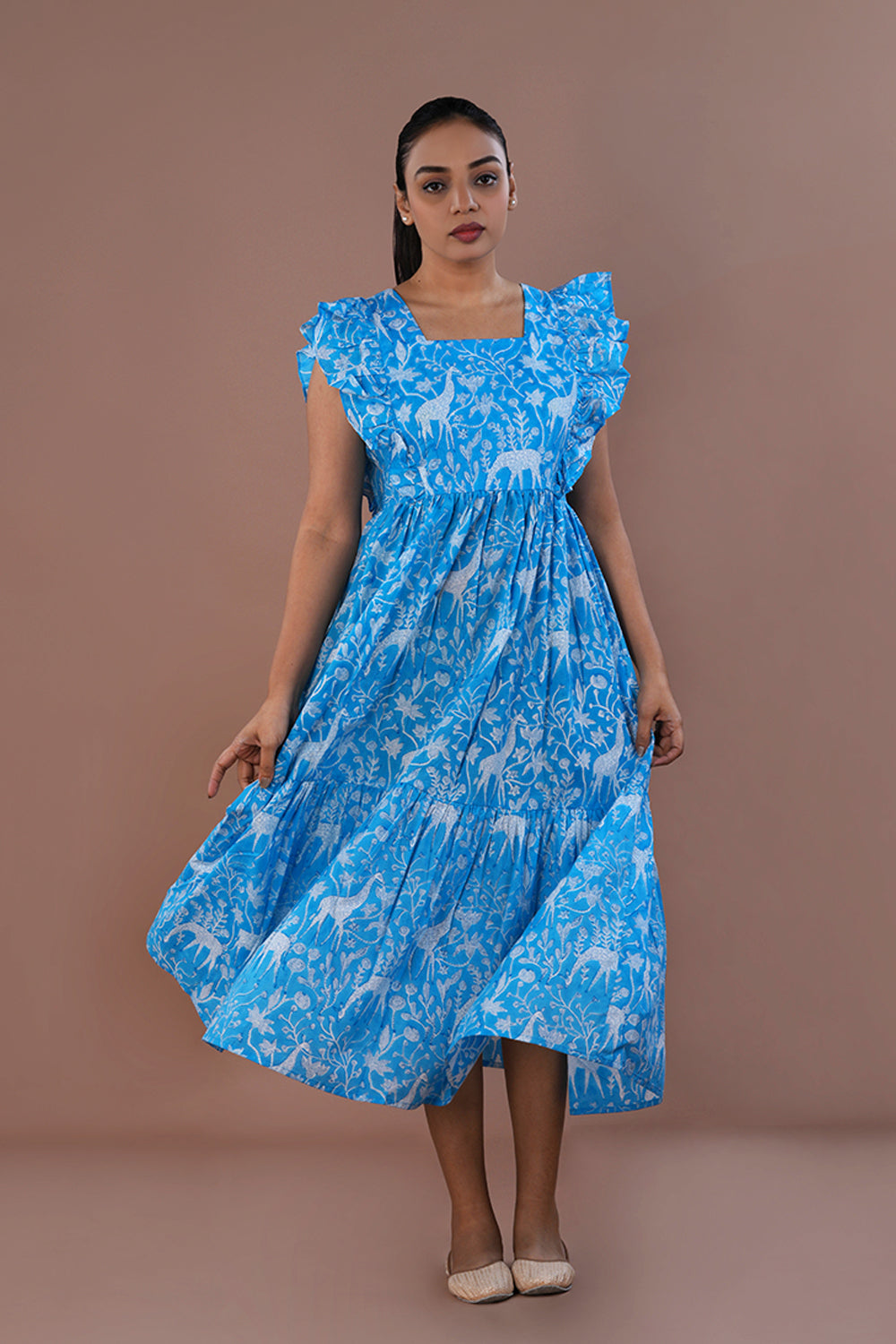 Giraffe block printed dress