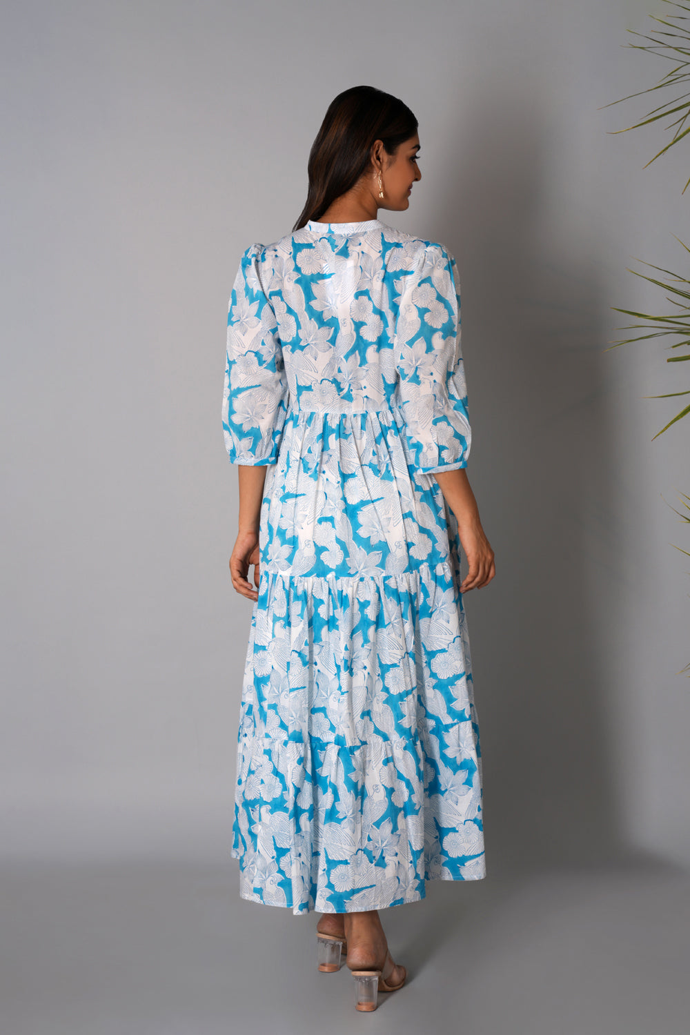 Image of Fresh blue Sanganeri block printed dress