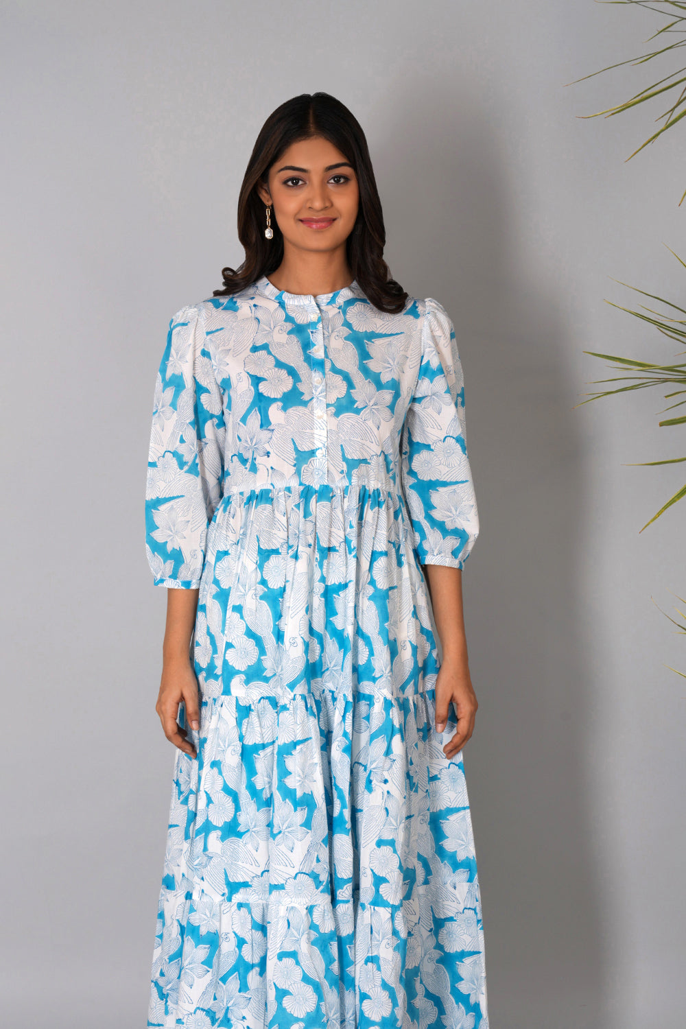 Image of Fresh blue Sanganeri block printed dress