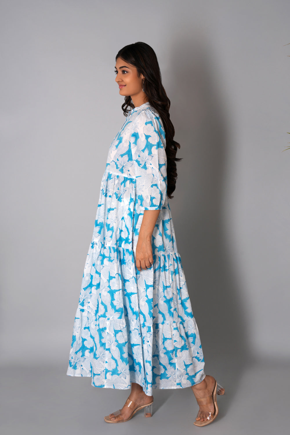 Image of Fresh blue Sanganeri block printed dress