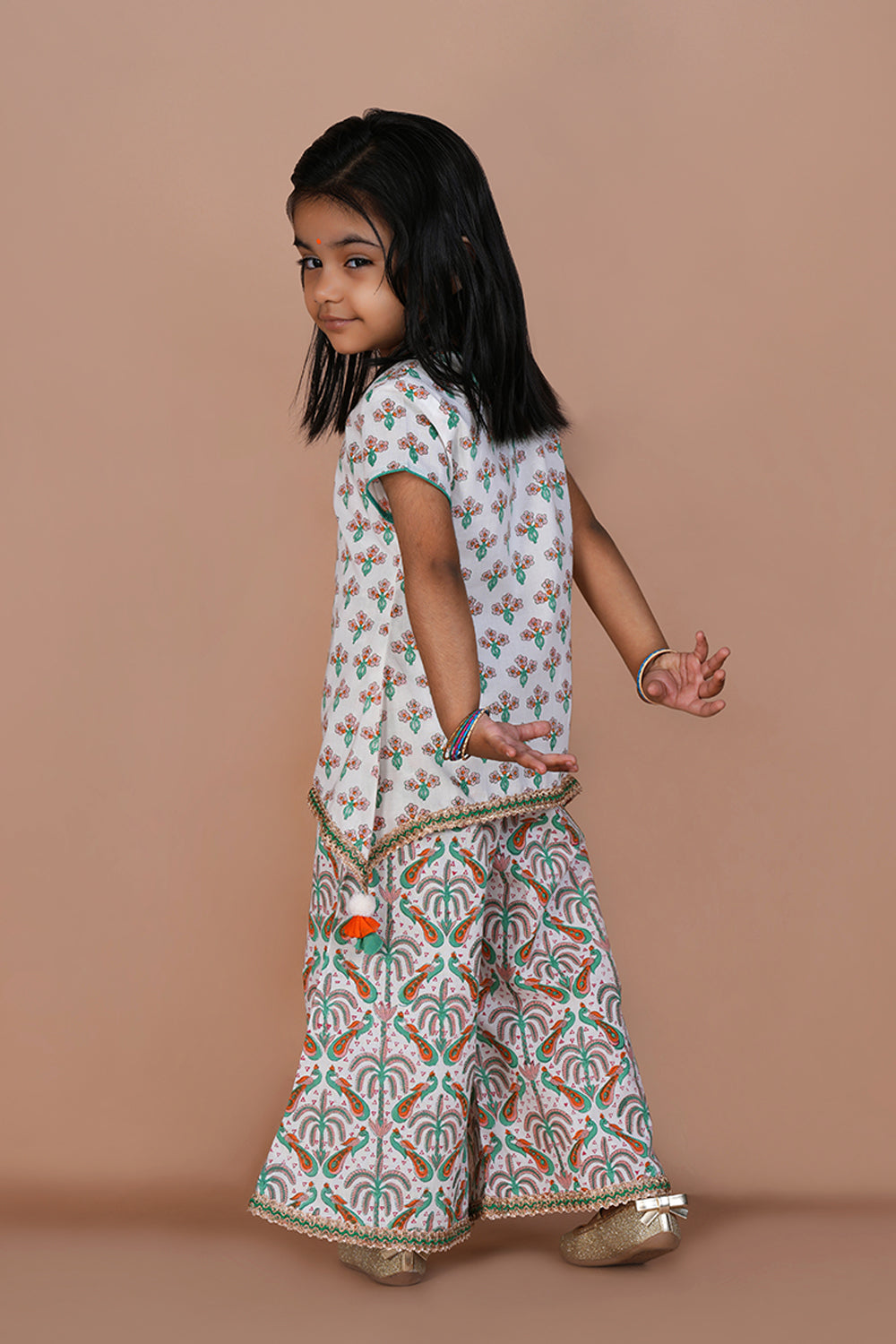 Block printed girls palazzo and Kurti set