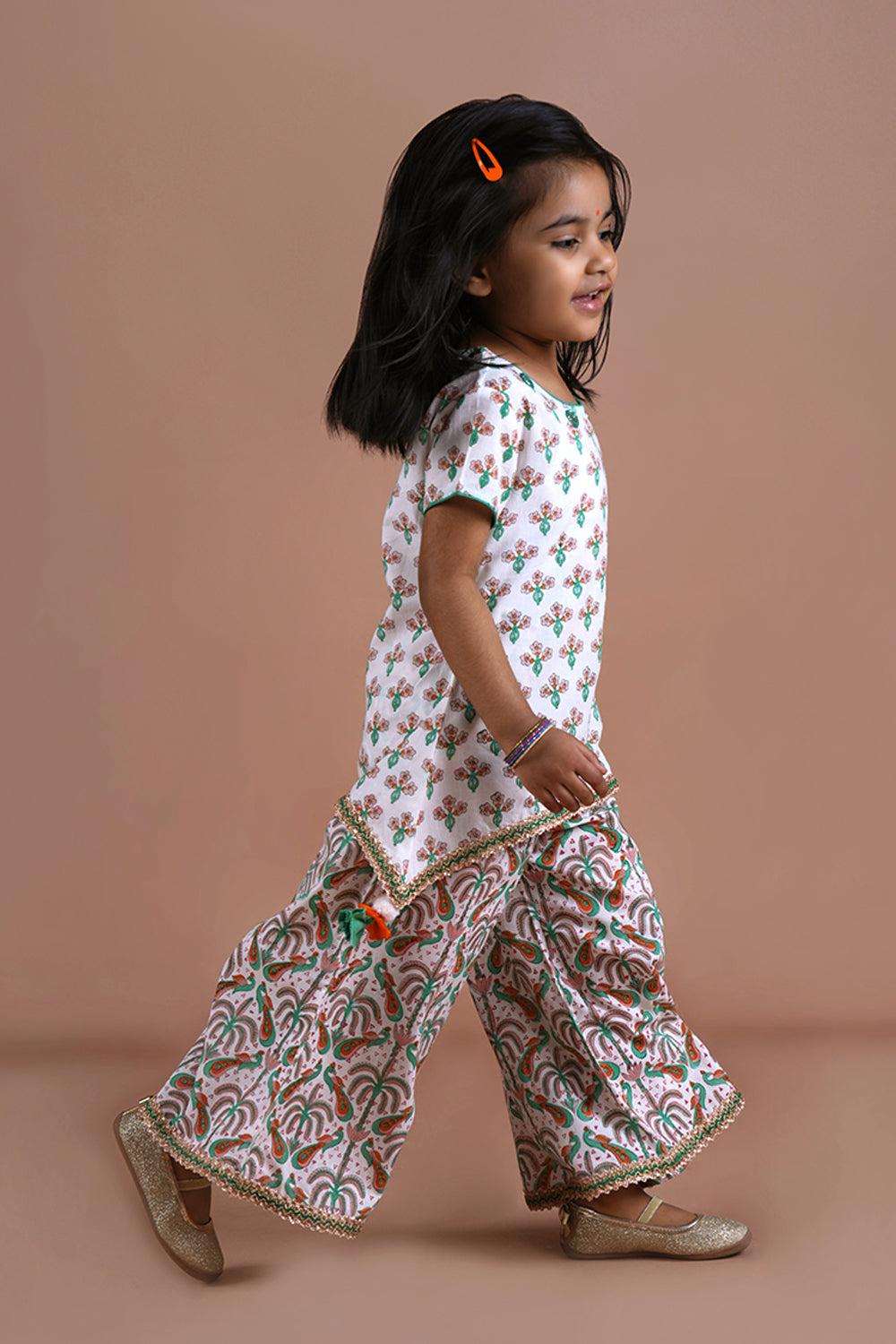 Block printed girls palazzo and Kurti set