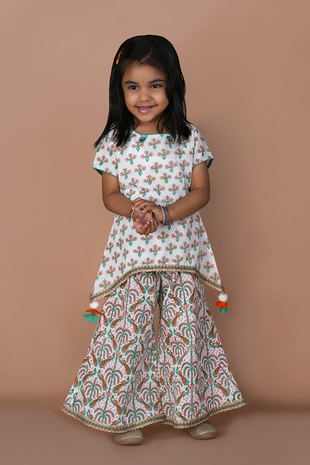 Block printed girls palazzo and Kurti set
