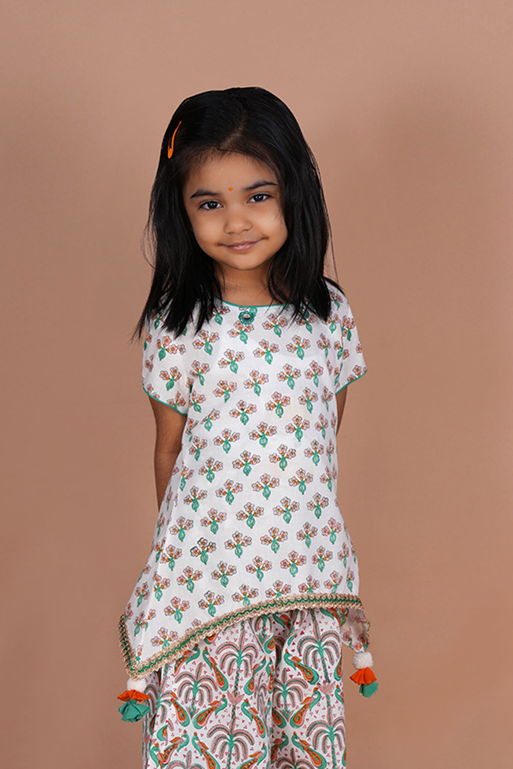 Image of Block printed girls palazzo and Kurti set