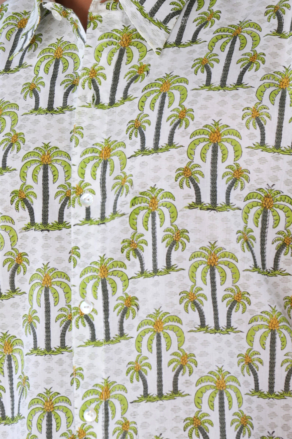 Image of Light green hand block printed Mens cotton shirt