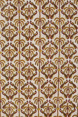 Image of Maroon & Yellow Sanganeri hand block printed saree.