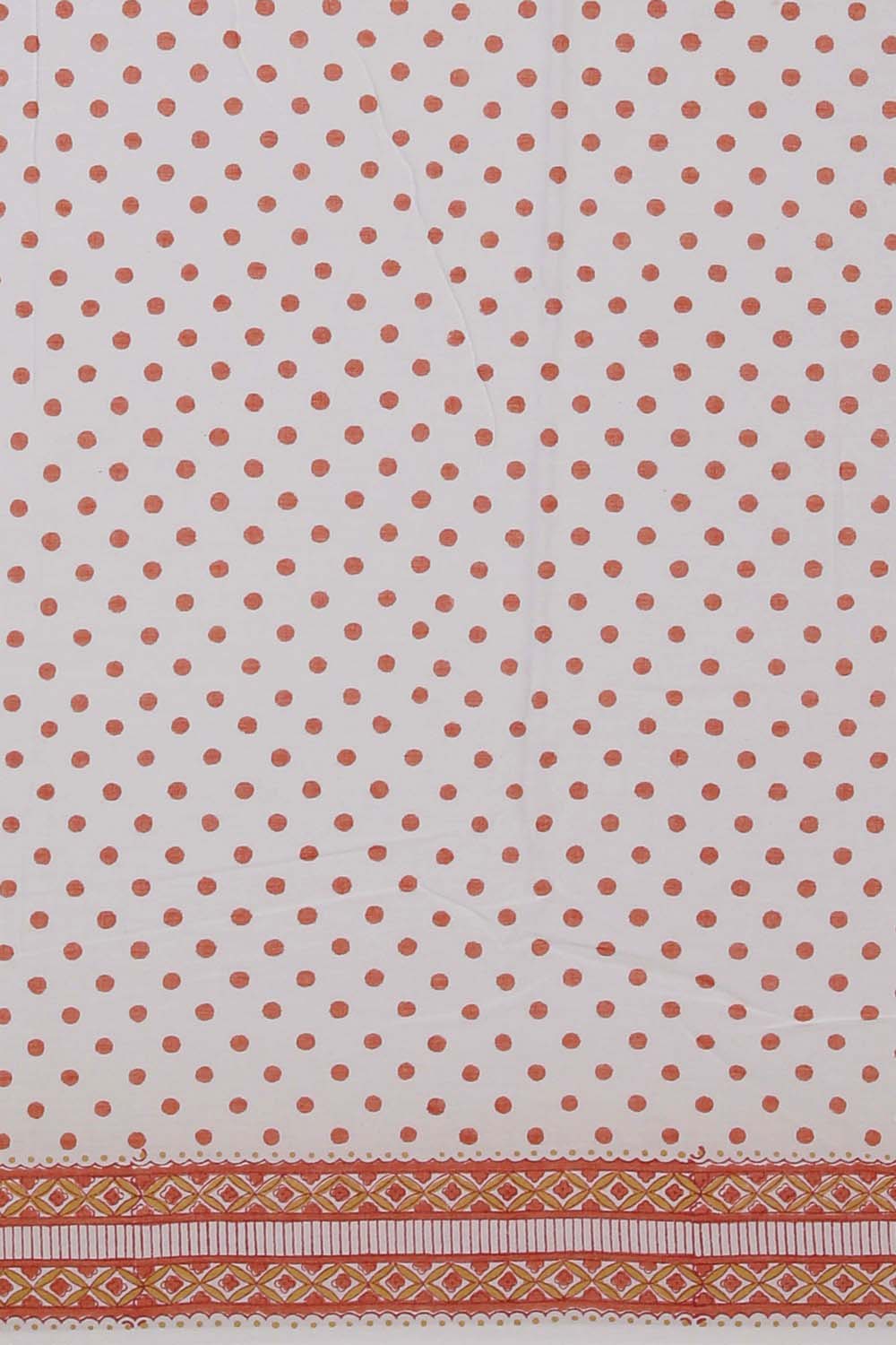 Image of Coral-white Sanganeri Hand block Printed cotton Saree