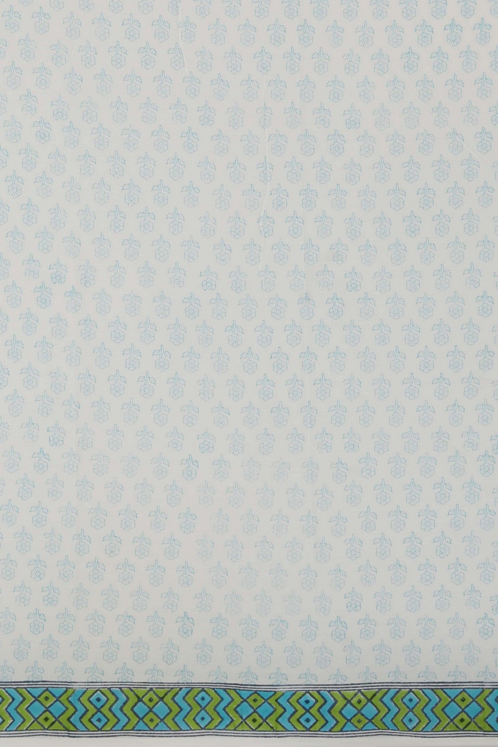 Image of Blue Sanganeri Hand Block Printed Saree