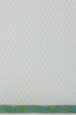 Image of Blue sanganeri hand block printed saree.