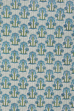 Image of Blue sanganeri hand block printed saree.