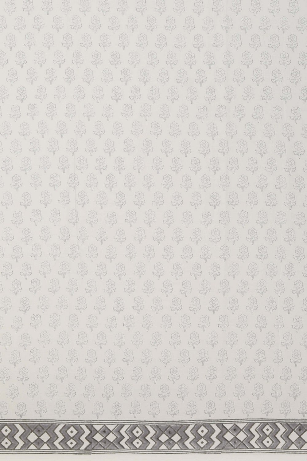 Image of Light Grey Sanganeri Hand Block Printed Saree
