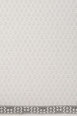 Image of Light grey sanganeri hand block printed saree.