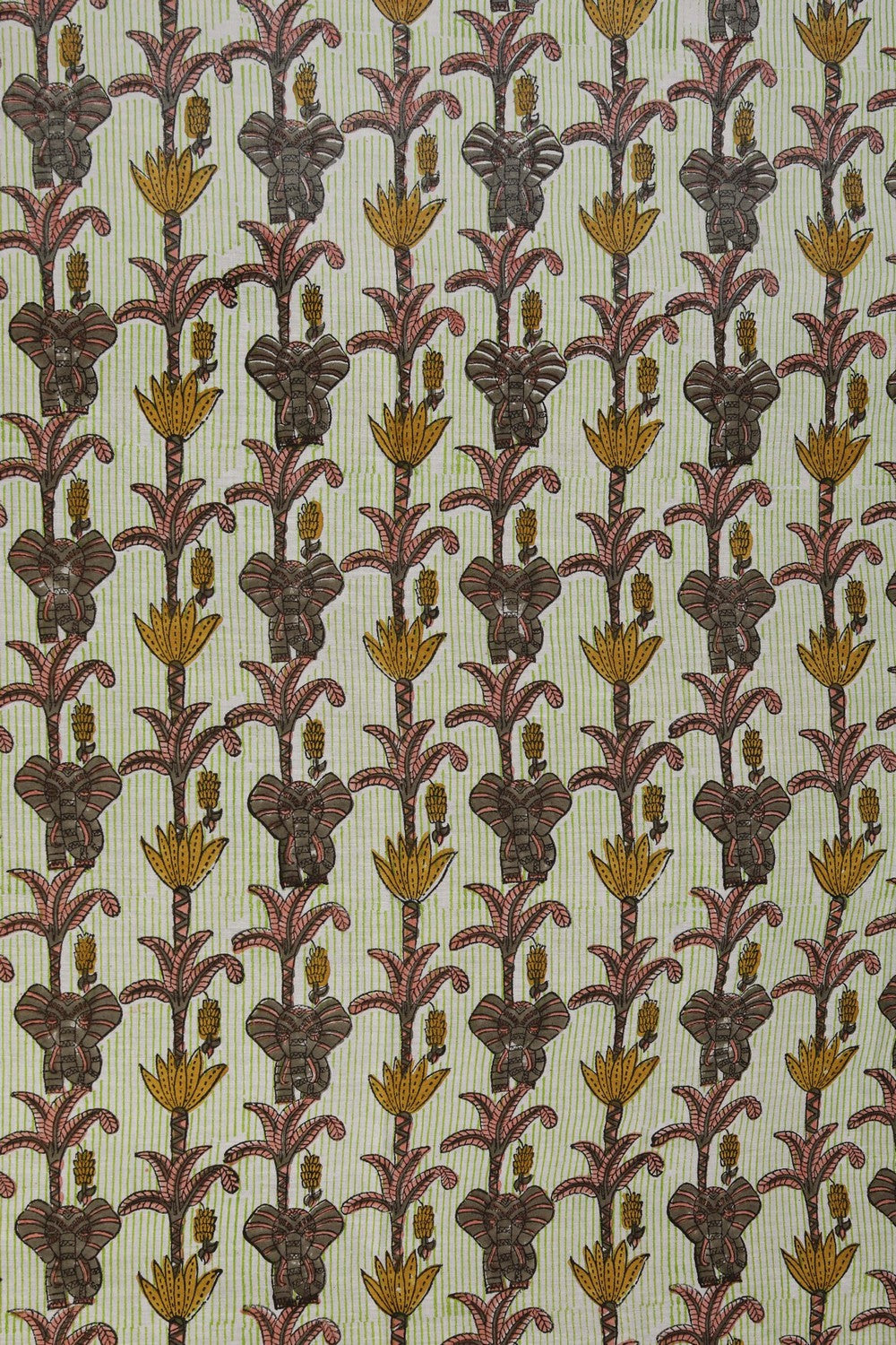 Image of Green Grey Sanganeri Hand Block Printed Saree