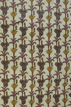 Image of Green grey Sanganeri hand block printed saree