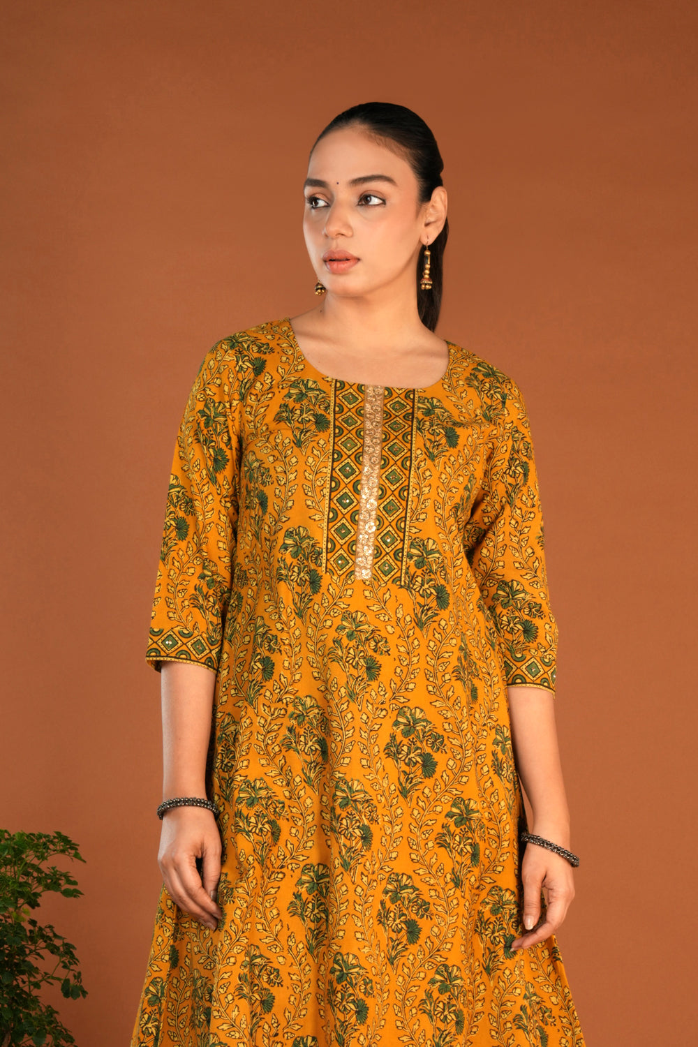 Image of Spicy Mustard Ajrak block printed set