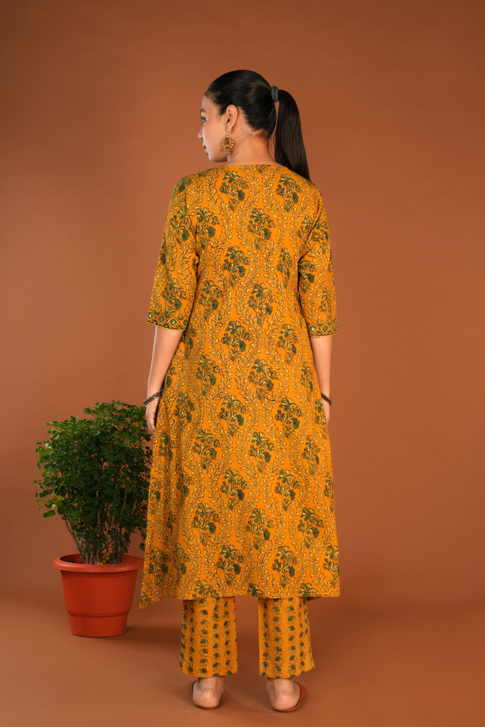 Image of Spicy Mustard Ajrak block printed set