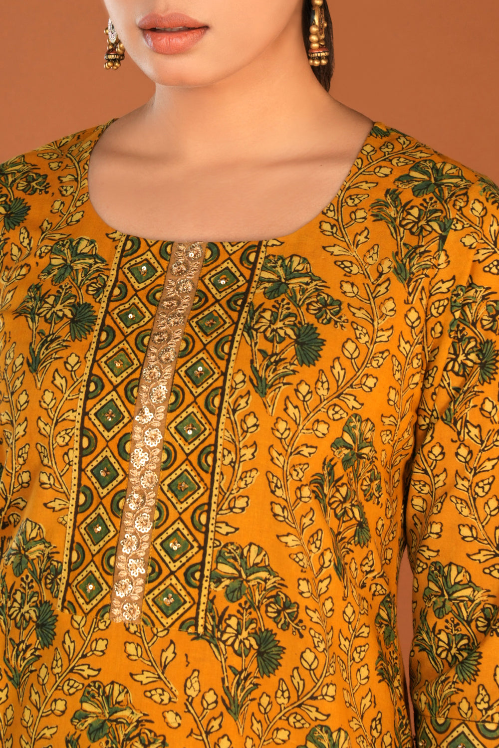 Image of Spicy Mustard Ajrak block printed set