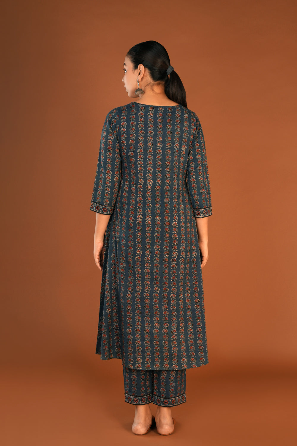Image of Indigo blue Ajrak Handblock printed kurti set