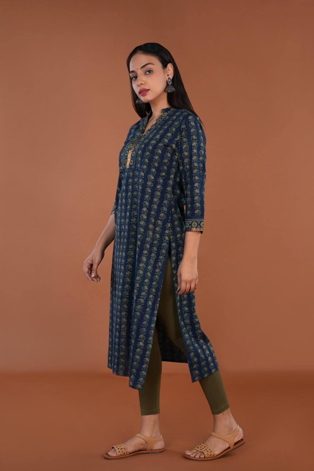 Image of Deep Indigo blue Ajrak handblock printed Kurta